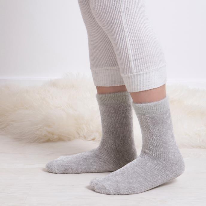 totes toasties® Ladies Chenille Supersoft Bed Socks (Twin Pack) Sage/Grey Extra Image 2
